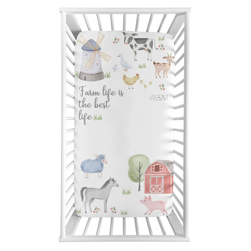 Sweet Jojo Designs Farm Animals Fitted Crib Sheet Reviews Wayfair